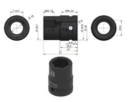 Nasadka udarowa sześciokątna 3/4" 23 mm Waryński