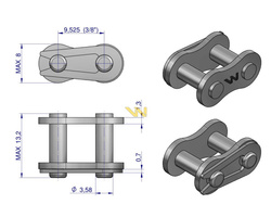 Zamek łańcucha wzmocnionego Z06A-1 ANSI A 35 06C-1 (R1 3/8) Waryński 