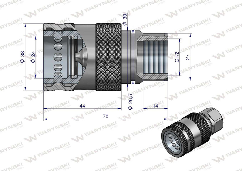 Szybkozłącze hydrauliczne gniazdo G1/2"BSP gwint wewnętrzny EURO PUSH-PULL (ISO 7241-A) Waryński