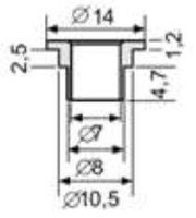 plastikowa tulejka redukcyjna z kołnierzem 7x8mm L=7,4mm