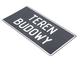 Tablica ostrzegawcza metalowa Teren Budowy czarna 28x14 cm