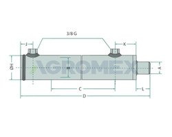 siłownik hydrauliczny dwustronnego działania bez mocowania wysuw 250mm siła 14t