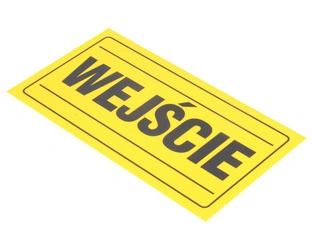 Tablica ostrzegawcza plastikowa żółta WEJŚCIE 12x22 cm