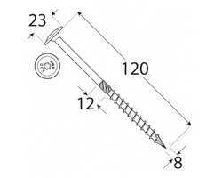 Wkręt ciesielski z łbem talerzowym 8x120 Domax DMX