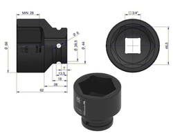 Nasadka udarowa sześciokątna 3/4" 46 mm Waryński