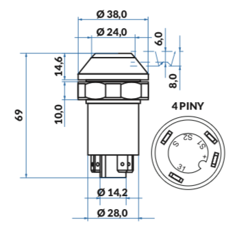 przycisk, włącznik światła roboczego Deutz-Fahr 01177166