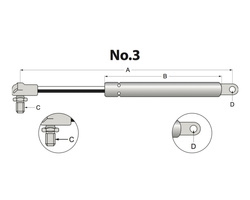 siłownik amortyzator gazowy A=260 B=135 F=300N AL28599