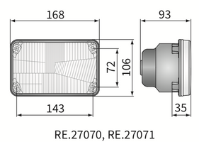 Element optyczny H4 168x106mm, reflektor przedni John Deere WESEM RE.270071 RE56964