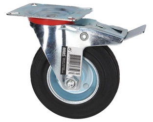 Koło obrotowe 125mm 100kg metalowo gumowe z hamulcem do wózków