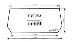 szyba do ciągnika Farmtrac Escort (Polmot) 335 450 kabina Smolniki Koja - tylna (693)