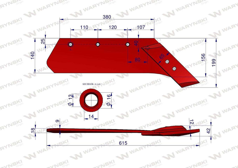 Eurolemiesz prawy 16'' z dłutem Kverneland Pług 063015K WARY