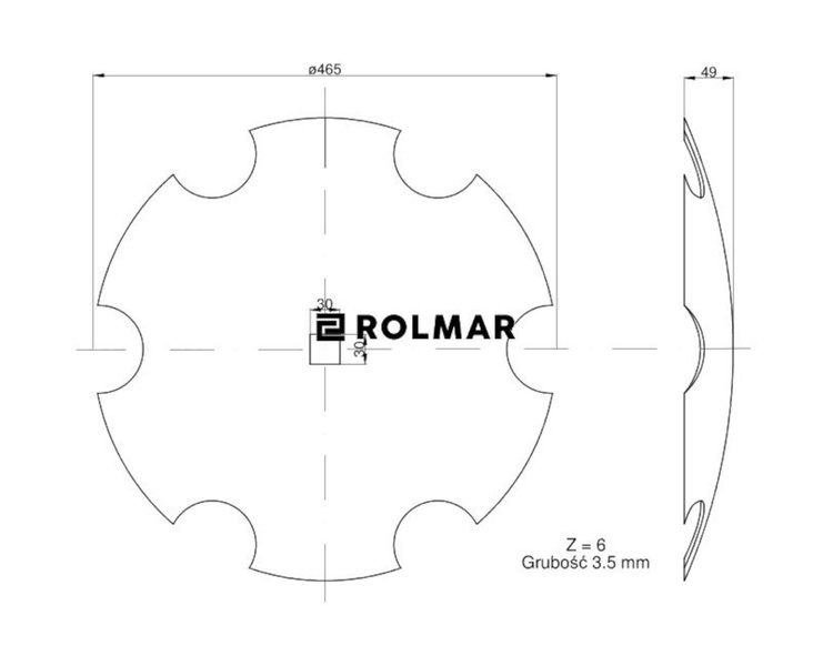 Talerz brony talerzowej uzębiony Z-6 460mm 30x30 stal borowa