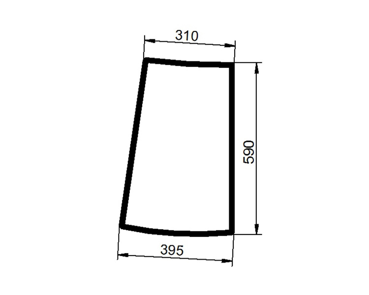 szyba do ciągnika Deutz-Fahr, Lamborghini, MF, Same - boczna prawa koła 24-28" 0.010.7093.0/20 (2327)