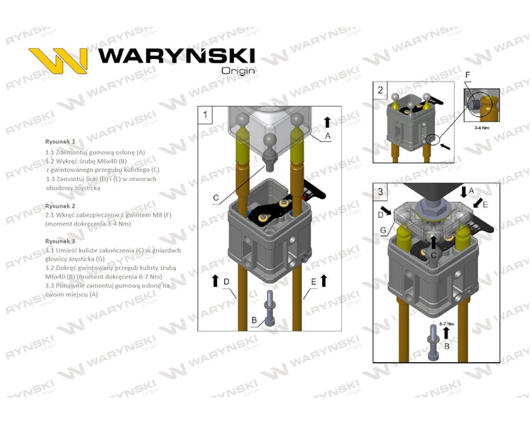 Joystick pod linki zakończone kulką bez przełącznika (bez przycisku. na kulkę. IP-6020. JOYSTIK6019) Waryński