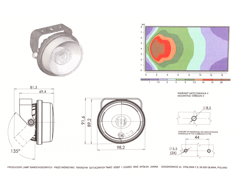 Lampa robocza LED WAŚ 562 W78, 12V-24V światło rozproszone