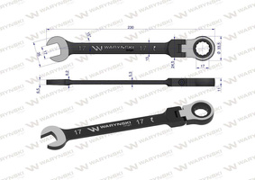 Klucz płasko-oczkowy 17 mm z grzechotką 72 zęby i przegubem Waryński