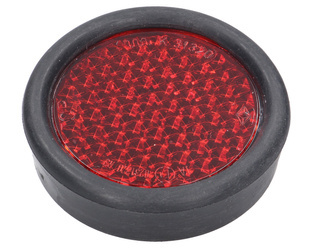 odblask czerwony okrągły przykręcany z gumową osłoną 65mm