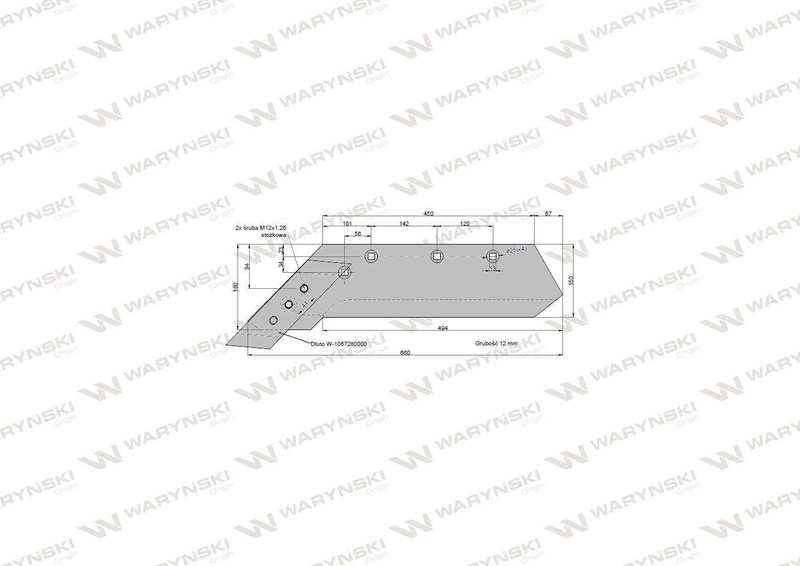 Lemiesz z dłutem lewy zastosowanie VIS/016 35-50cm XXL Unia Pług stal borowa WARYŃSKI