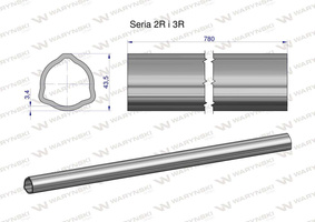 Rura zewnętrzna Seria 2R i 3R do wału 910 przegubowo-teleskopowego 43.5x3.4 mm 785 mm WARYŃSKI [WR2322785]