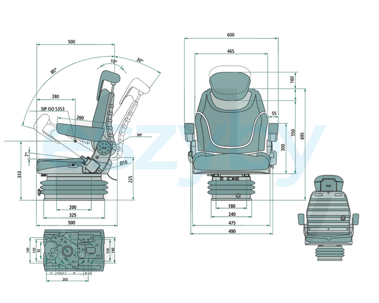 Siedzenie do ciągnika amortyzowane mechanicznie GRANIT 222240920050