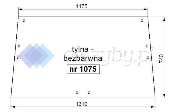 szyba Case 644 743 744 745 844 946 1046 955 1055 1255 1455 kabina Fritzmeier Cockpit - tylna 3221542R1 (1075)