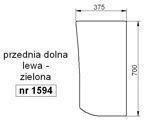 szyba Case Farmall U 95 105 115 - przednia dolna lewa przy stałej szybie przedniej (1594)