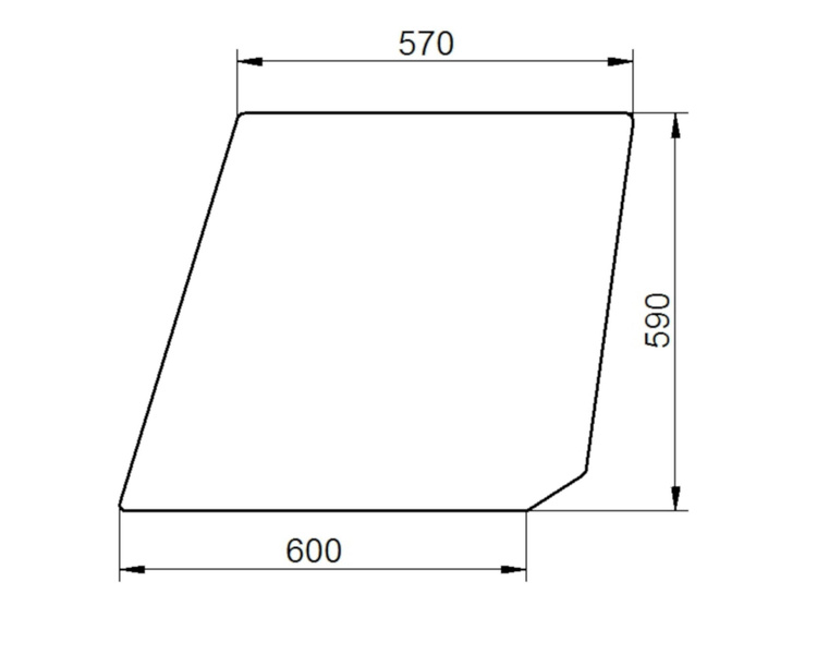 szyba do ciągnika Deutz-Fahr - drzwi górna bezbarwna 04309526 (1350)