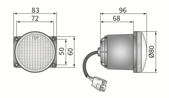 reflektor lampa do jazdy dziennej P21W WESEM HM4.23800 Ø80mm