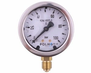 Manometr glicerynowy M63 100 bar dolne przyłącze G1/4" POLMO