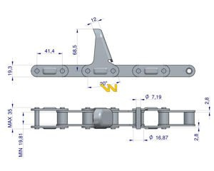 Łańcuch przystawki do kukurydzy zamknięty 54 ogniwa CA550 x 54A LV41NF1 9 płytek Laverda WARYŃSKI