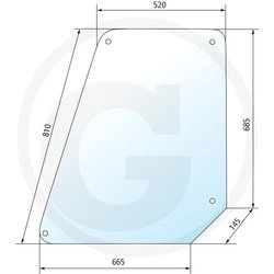 szyba do ciągnika Case, Deutz kabina Fritzmeier - drzwi górna 520754