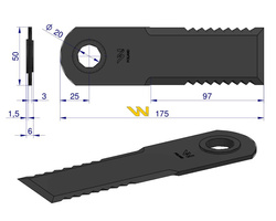 Nóż obrotowy rozdrabniacz słomy sieczkarnia 175x50x4mm otwór 20 7558750 Claas WARYŃSKI