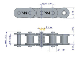 Łańcuch rolkowy 60SP (R1 3/4) 5m Waryński