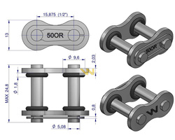 Zamek łańcucha z oringiem ANSI A 50 (R1 5/8) Waryński