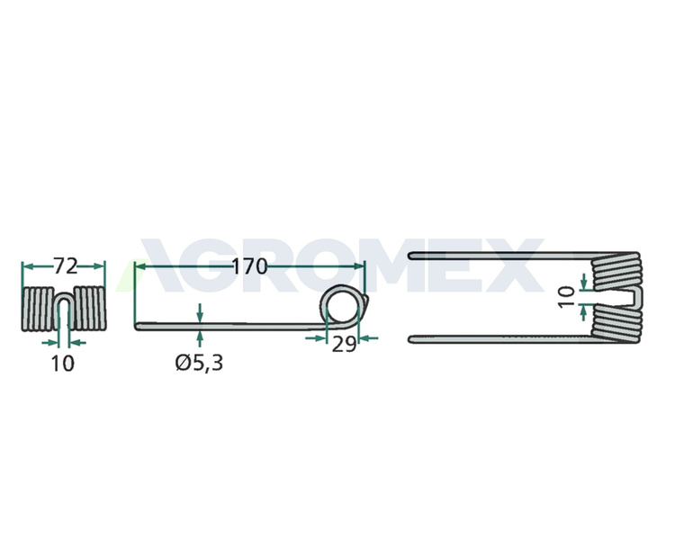 Palec podbieracza John Deere 170mm 525CC 25176