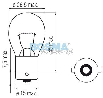 żarówka 24V 21W P21W BA15s 25x47mm BOSMA