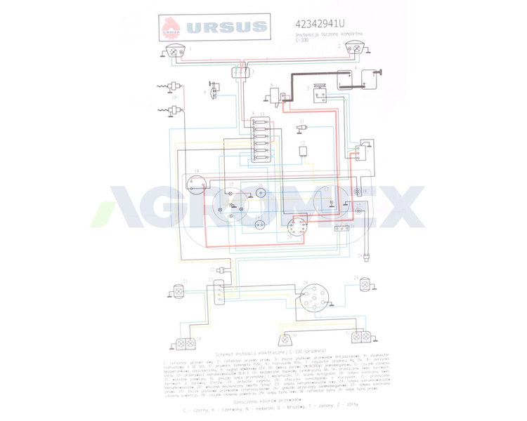 instalacja elektryczna łączona kpl. Ursus C-330 Oryginał 42342941