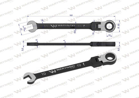Klucz płasko-oczkowy 10 mm z grzechotką 72 zęby i przegubem Waryński