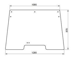 szyba do ciągnika Deutz-Fahr - przednia zielona 04383606 (1553)