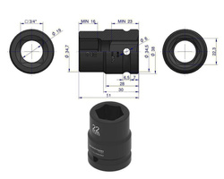 Nasadka udarowa sześciokątna 3/4" 22 mm Waryński