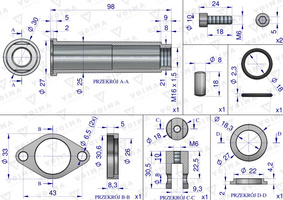 Zestaw kit do rozdzielacza hydraulicznego 80l mocowanie linki VOIMA