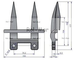 Bagnet palec podwójny hartowany New Holland, Case, Clayson 3