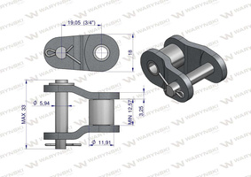 Półogniwo łańcucha przemysłowe P12AH-1 ANSI A 60H (R1 3/4) W