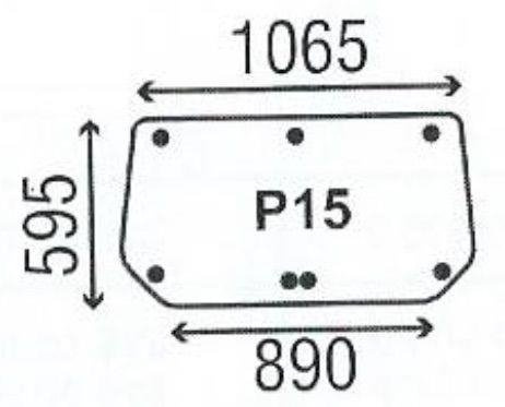 szyba do ciągnika Renault serie F, V i LB - tylna 6005001607 (5164)