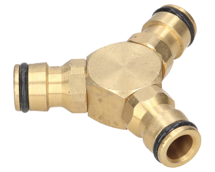 Złącze ogrodowe trójdrożne na wąż 1/2 mosiężne mosiądz Agtech
