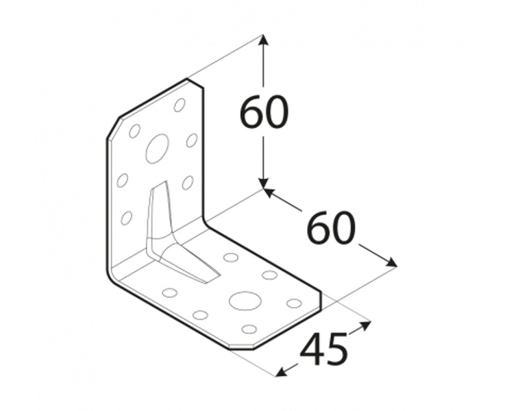 Kątownik łącznik z przetłoczeniem 60x60x45x2,0 dmx