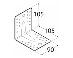 Kątownik łącznik z przetłoczeniem 105x105x90x2,0 dmx