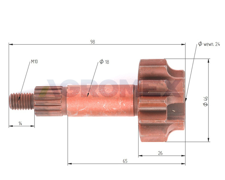 Koło zębate z wałkiem napędu pompy hydraulicznej C-360 oryginał Ursus 50546450