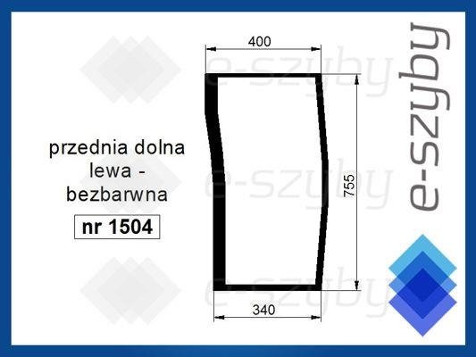 szyba MF serie 4200 4300 - przednia dolna lewa bezbarwna (1504) 3806589M2