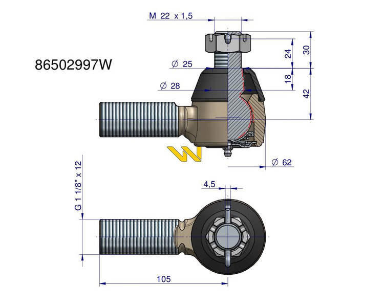 Przegub kierowniczy 86502997 Ford New Holland WARYŃSKI